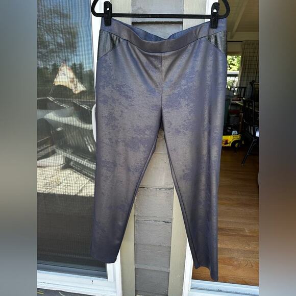 Zoe Pants - Zoe XL Metallic Distressed Faux Leather Leggings Pants Women‎